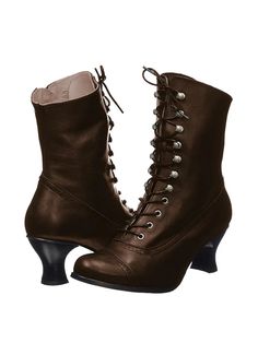 Mid-calf Heeled Boots With Reinforced Heel, Fitted Martin Boots With Reinforced Heel For Fall, Retro High Ankle Boots For Fall, Retro High-heeled Winter Boots, Retro High Heeled Boots For Winter, Retro High Heeled Winter Boots, Retro High Heel Winter Boots, Wide Calf Mid-calf Boots With Reinforced Heel, Vintage Lace-up Boots For Formal Fall Events