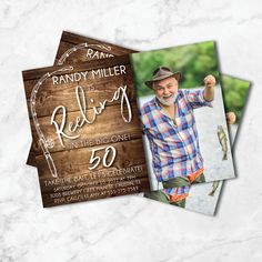 a photo of randy miller is shown on the front and back of this birthday party card