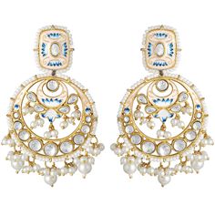 PRICES MAY VARY. Product Dimension :Earrings Height - 2.7 Inch x Width - 1.6 Inch, Weight - 33.05 gms Occasion: Take your style up a notch with this handcrafted piece of jewellery; Enamelled and embellished with rhinestone, crystal, faux pearl, it is perfect for a traditional yet contemporary look Outfits: Ideal for any ethnic outfits like sarees, lehengas, gowns, bridal wear or for parties, festivals, dance or any special occasion or as fashion costume accessories Perfect Gift for your Loved On Kundan Jewellery Set, Bollywood Party, Gifts For Bridesmaids, Ear Chain, Heritage Jewellery, Chandbali Earrings, Popular Gifts, Earrings Indian, Pearl Jewelry Sets