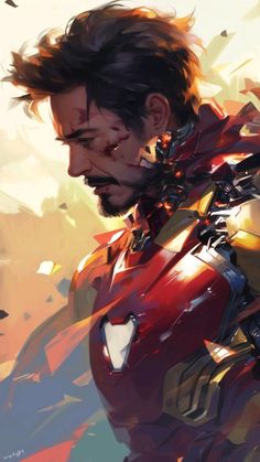 the iron man character is depicted in this digital painting