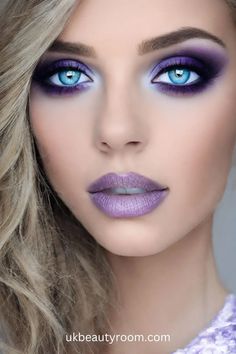 Art Eye Makeup, Eye Makeup For Hooded Eyes, Lilac Eyeshadow, Smokey Eye Makeup Look, Blue Smokey Eye, Dead Makeup, Makeup Looks For Blue Eyes, Purple Smokey Eye, Purple Eye Makeup