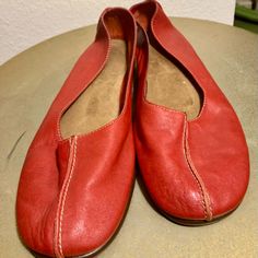 Brand New, Too Big For Me. Casual Slip-on Flats With Red Sole, Casual Red Flats With Leather Sole, Red Leather Casual Flats, Casual Red Leather Flats, Casual Flats With Red Sole, Casual Red Flats For Spring, Red Slip-on Flats With Rubber Sole, Red Flats With Leather Sole, Red Flats With Leather Sole For Spring