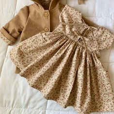 The sweetest little dress for your sweet little one.  This dress features beautiful quality cotton beige floral fabric, double tie back, and big pockets for treasures. Floral Pocket, Big Pockets, Children Clothes, Baby Outfits, Toddler Kids, Little Dresses