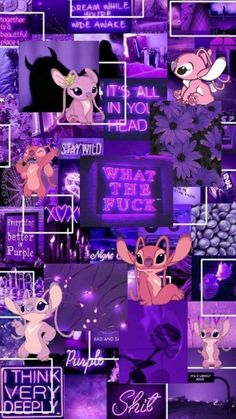 purple aesthetic wallpaper with images and text