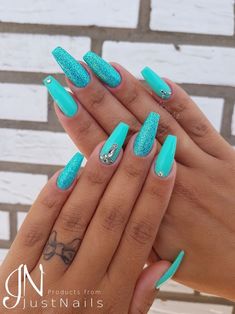 Nails Sommer, Fun Summer Nails, Summer Nails Beach, Turquoise Nails, Bright Summer Nails, Cute Spring Nails, Nails Aesthetic, Nails Today, Blue Nail