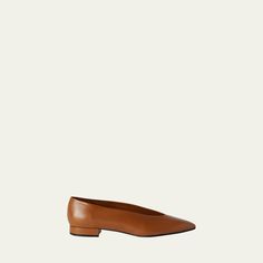 Loro Piana "Rebecca" smooth calf leather ballerina flats 0.25 in / 10 mm flat heel Pointed toe Slip-on style Lining: Leather Leather outsole Wipe clean Made in Italy Fall 23, Saddle Brown, Loro Piana, Ballerina Flats, Bergdorf Goodman, Calf Leather, Calf Skin, Tops Designs, Slip On