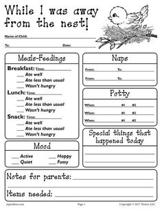 In Home Daycare Ideas, Home Daycare Rooms, Daycare Printables Forms