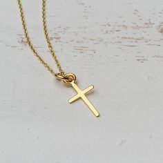 Dainty Solid Gold Cross Necklace 14k gold Handmade Gift Cross | Etsy Everyday 14k Yellow Gold Cross Necklace, Gold Cross Necklace With Dainty Chain, Dainty Yellow Gold Cross Necklace For Everyday, Dainty Yellow Gold Cross Pendant Necklace, Dainty 14k Yellow Gold Cross Necklace, 14k Gold-filled Yellow Gold Cross Necklace As Gift, Dainty 14k Gold Cross Necklace For Everyday, 14k Yellow Gold Filled Cross Necklace, Dainty Everyday 14k Gold Cross Necklace