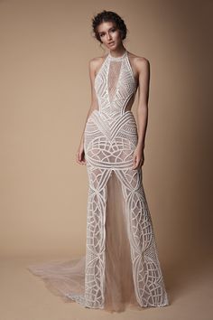 High necked sleeveless wedding gown with sheer middle slit and side panels // You've seen the sexy yet sweet Muse by Berta 2018 wedding dress collection, now here's Berta's Fall/Winter 2018 evening line of ball gown, fit and flare, and form fitting silhouettes, in case you're looking to slip into something different for your reception. Berta Evening, Wedding Dresses Styles, Sleeveless Wedding Gown, For Wedding Dresses, Stunning Wedding Dresses, Ideas For Wedding, 2018 Fashion, Couture Gowns