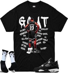 Custom Shirts to match the Jordan 4 White thunder Youth, Men Sizes, and tall. Sizing Chart is available Since all items are made to order, all sales are final. This shirt is available in kids sizes We try to ship all orders out ASAP But There is a 1-3 business day handling time. We also do special request for any hard to match sneaker you may have. Message us Throwback Black T-shirt For Sports Events, Throwback Black Sports T-shirt, Urban Black T-shirt For Sports Events, Black Throwback T-shirt For Sports Events, Black Streetwear Tops With Team Logo, Black Team Name Top For Streetwear, Black Throwback Sports T-shirt, Black Throwback T-shirt For Sports Season, Throwback Black T-shirt For Sports Season