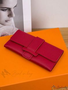 Bird in Bag - Red Fashionable Snap Closure Wallet with Multiple Card Slots and Coin Compartment Red Pattern, Bird In Bag, Snap Closure, Card Slots, Free Gifts, Color Blocking, Slots, Coin, Wallet