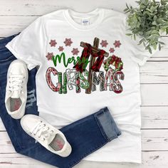 Say "Merry CHRISTmas" with this FABULOUS Dyed Christmas Raglan Shirt (Available in Black or Red Sleeves). This beautiful 100% Cotton Sport-Tek shirt comes in sizes Small to 3XL and has a CUTE "Merry CHRISTmas" Cross Print Dyed into the shirt for Long Lasting wear. Our dye process fuses the design to the shirt so it won't peel off as some Vinyl can. See the size chart above to ensure a proper fit. ***Sizing is Unisex**** Please see the measurement Pic as these can run big. We proudly use Sport-Te Red Cotton T-shirt For Holiday, Christmas Cotton T-shirt For The Holidays, Cute Merry Christmas, Top For Ladies, Funny Christmas T-shirt With Short Sleeves, Christ Shirts, Pink Christmas T-shirt With Short Sleeves, Stethoscope Cover, Cheap Women's Christmas T-shirt