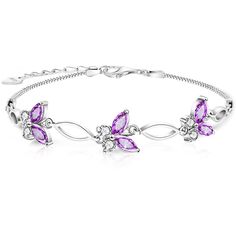 PRICES MAY VARY. ✦DESIGN✦The butterflies bracelet is secured with double chains, butterflies symbolizing hope,freedom,romance,and commitment or friendship for a loved one ✦MATERIAI✦The delicate butterflies bracelet is made of 925 sterling silver and high quality amethyst,it is comfortable to wear. ✦SIZE✦Bracelet chain length: 6.8 inches +1.97 inches of adjustable extension chain,crystal butterfly size is 8mm*6mm,Weight:4g. ✦JEWELRY GIFT ✦The butterflies bracelet is is a stylish jewelry gift plac Friendship Butterfly Charm Jewelry, Butterfly Clasp Bracelets For Gift, Silver Bracelet With Butterfly Clasp For Gift, Silver Dainty Butterfly Bracelets, Dainty Silver Butterfly Bracelets, Sterling Silver Butterfly Bracelets, Sterling Silver Butterfly Bracelet, Butterflies Bracelet, Silver Butterflies