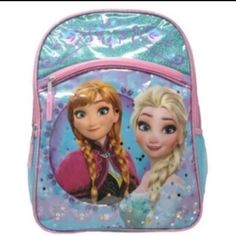 Frozen Disney 16" Bookbag (16"H X 12"W X 4"D) One Main Compartment With Zipper. 2 Side Mesh Pockets For Bottles. 1 Front Accessories Pocket. Featuring Elsa And Anna . New With Tags. Authentic Disney Disney Standard Backpack For End Of School Year, Pink Character Bag For Disney Trips, Character Style Pink Bag For Disney Trips, Disney Blue Bags For End Of School Year, Pink Character Bags For Back To School, Elsa And Anna, Anna Elsa, Princess Elsa, Princess Coloring