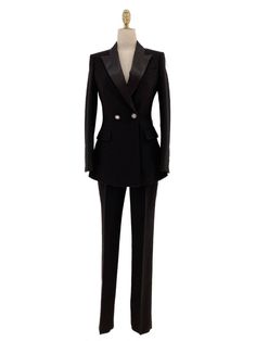 Black High-End Women Pant Suit - Slim Fit - Two Piece Tuxedo Pantsuit - Pantsuit - Guocali Women Pant Suit, Pantsuit For Women, Mens Undershirts, Man Blazer, Slim Fit Tuxedo, Mens Boxer Shorts, Monk Strap Shoes, Pantsuits For Women, Suit Shoes