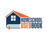 the homeschool used book logo with an orange roof and blue house on it