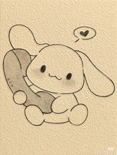 a drawing of a bunny holding a skateboard