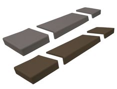 four different types of bench cushions on a white background