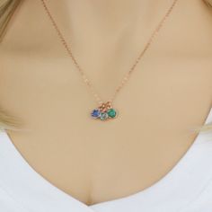 "Crystal Birthstone Necklace is now available in rose gold, gold and silver. This listing is for one necklace. ✦ Your jewelry comes attractively packaged, ready for giving! We would be happy to include a brief personalized note - just leave a message at checkout. { READY TO ORDER? } ✦ choose necklace color and number of birthstones Note: Siam is birthstone for both January and July. ✦ choose necklace length. For lengths up to 20\" but not listed, please leave a note at checkout. ✦ birthstone cho Rose Gold Birthstone Jewelry For Birthday, Rose Gold Sterling Silver Birthstone Necklace For Birthday, Rose Gold Birthstone Charm Necklaces For Anniversary, Rose Gold Birthstone Necklace For Mom, Rose Gold Sterling Silver Name Necklace With Birthstone, Rose Gold Sterling Silver Birthstone Name Necklace, Personalized Rose Gold Birthstone Necklace For Mother's Day, Personalized Rose Gold Birthstone Necklace For May, Personalized Rose Gold May Birthstone Necklace