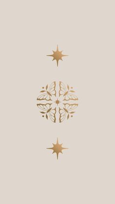 two golden stars are in the middle of a circle on a beige background, and one is