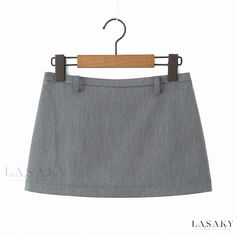 Lasaky - Chic Vintage High-Waisted Mini Skirt with Sexy and Modest Design Fitted Mini Skort Solid Color, Fitted Solid Color Mini Bottoms, Fitted Mini Skort In Solid Color, Fitted Mini-length Skort In Solid Color, High Waist Stretch Mini Skirt, Stretch High Waist Solid Color Mini Skirt, Gray Stretch Mini Bottoms, Chic Summer Mini Skirt, Hip-length, High Waist Fitted Gray Skort