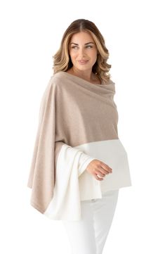 Generously sized and cloud soft, this cashmere-kissed scarf can also be used as a wrap or a blanket, and stands up beautifully to on-the-go travel. 28" x 78" 95% organic cotton, 5% cashmere Machine wash, dry flat Imported Chic Cashmere Shawl, Chic Beige Shawl For Fall, Chic Beige Shawl For Spring, Chic White Scarves For Fall, Elegant Beige One Size Poncho, Elegant One Size Beige Poncho, Elegant Beige Wrap For Fall, Elegant Beige Wraps For Fall, Sweater Shawl