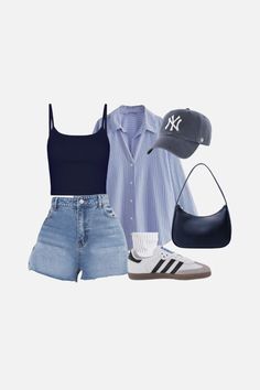 Cute Outfits Jeans Summer, 2024 Summer Aesthetic Outfits, Outfit For Six Flags, Casual Jean Summer Outfits, Vacation Outfit Layout, Ny Outfit Ideas, Hamptons Vacation Outfit, Summer Outfits Trendy 2024, Old Navy Summer 2024 Outfits