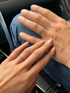 Engagement Tattoos Ring, Engagement Tattoos Ideas, Tattoos On Ring Finger Marriage, Realistic Ring Tattoo, Ring Tattoo With Initials, Fine Line Ring Finger Tattoo, Dainty Ring Tattoo, Tattoo Engagement Ring, Engagement Tattoos Finger