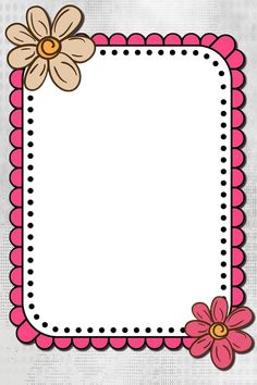 a pink and white frame with flowers on it