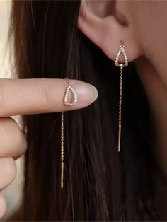 Women's Earrings Fashion Outdoor Geometry Earring 2024 - Rs.599 Unique Gold Jewelry Designs, Threader Earrings Gold, Gold Earrings Models, Modern Gold Jewelry, Cheap Earrings, Classy Jewelry, Fancy Jewellery, Gold Earrings Designs, Jewelry Lookbook