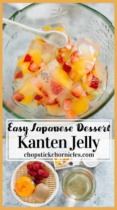 an easy japanese dessert with fruit and yogurt is shown in this recipe book