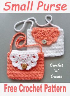 two crocheted purses sitting next to each other