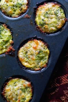 some broccoli and cheese muffins in a pan