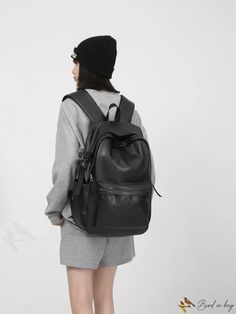 BirdinBag - Stylish Minimalist Zipper Backpack: Perfect for Women, Rookies, and Professionals Backpack Material, Classic Backpack, Professions, Backpacks, Size Medium, Zipper, For Women, Black