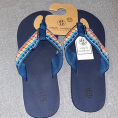 Men’s Size 7.5/Womens Size 6. Foam Bottom. Soft Footbed. Fabric Strap Thong Multicolored. New With Tags Simply Southern Shoes, Fabric Strap, Simply Southern, Blue Orange, Women's Shoes Sandals, Flip Flops, Shoes Sandals, Size 7, Womens Sizes