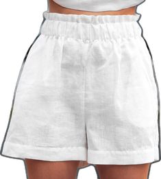 High-waisted Linen Shorts For Vacation, Relaxed Linen Pants With Built-in Shorts, Linen High-waisted Shorts With Pockets, Linen Beachwear Bottoms With Built-in Shorts, Solid Linen Shorts With Built-in Shorts, Linen Shorts, High Waisted Shorts, Casual Shorts, Lounge