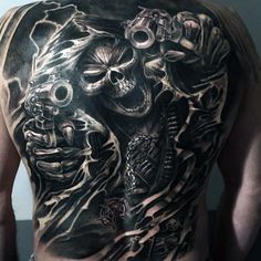 Full Back Skull Tattoo, Back Skull Tattoo, Great Tattoo Ideas, Black Sleeve Tattoo, Reaper Tattoo, Skull Sleeve Tattoos, Skull Sleeve, Full Sleeve Tattoo Design