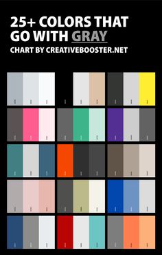 the color chart for 25 + colors that go with gray by creativebooster net