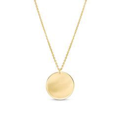 Enjoy the minimalist and sleek style of this polished disc pendant in 10K gold, a refined look you can wear with everything. Fashioned in warm 10K goldThis design simply shines with a polished round disc.Wear it solo for a casual everyday look or layered with other necklaces, chains and pendants for a more unique style.The pendant suspends along a 16.0-inch cable chain with 2.0-inch extender that secures with a lobster claw clasp. Disc Pendant, Silver Jewelry Pendant, Sleek Style, Sleek Fashion, Circle Pendant, Round Pendant, Casual Everyday, 10k Gold, Cable Chain