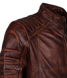 Alex Gear | Men's Dark Brown Padded Waxed Genuine Leather Motorcycle Jacket Brown Cafe Racer Leather Jacket For Winter, Brown Biker Jacket With Zipper Closure For Outdoor, Rugged Brown Leather Jacket With Padded Collar, Rugged Brown Outerwear For Motorcycling, Rugged Brown Biker Jacket For Outdoor, Brown Rugged Biker Jacket For Outdoor, Brown Cafe Racer Biker Jacket For Biker Events, Brown Winter Biker Jacket For Biker Events, Brown Leather Jacket With Padded Collar For Outdoor