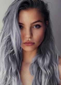 blue-grey hair Hair Color For Tan Skin, Blue Grey Hair, Hair Chalk, Pastel Hair, Hair Photo, Hair Envy, Gray Hair, Grey Hair