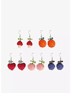 One Piece Devil Fruit Charm Earring Set One Piece Earrings, One Piece Jewelry, One Piece Devil Fruit, Dory Finding Nemo, Devil Fruit, Hello Kitty House, Exploding Kittens, Emily The Strange, Human Human