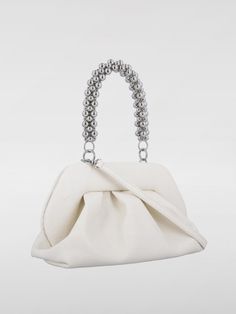 Handbag THEMOIRÈ Woman color White White Handbag, Beaded Top, Italian Fashion Designers, Italian Fashion, Woman Colour, Chain Strap, Industrial Style, Top Handle, Bags Women