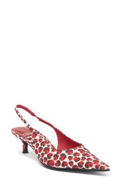 A stretchy slingback strap secures your stride in the airy elegance of a pointy-toe pump with a refined, minimalist design. 2" heel (size 8.5) Leather, textile or synthetic upper/synthetic or leather and textile lining/synthetic sole Imported Red Hearts, Slingback Pump, Jeffrey Campbell, Pump Shoes, Red Heart, Women's Pumps, Minimalist Design, Persona, Nordstrom