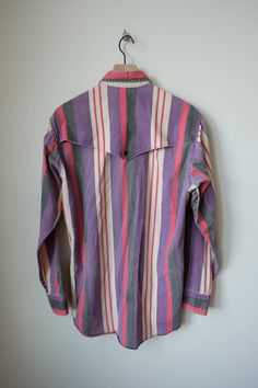 VINTAGE Wrangler Brushpopper Western Shirt X-Long Tail Stripe 15 1/2 Cowboy 90s  | eBay Vintage Wrangler Shirt, Vintage Relaxed Fit Shirt For Rodeo, Vintage Cotton Tops For Rodeo, Multicolor Cotton Western Shirt, Vintage Pre-washed Fall Shirt, Vintage Relaxed Fit Tops For Rodeo, Multicolor Cotton Tops For Rodeo, Spring Americana Long Sleeve Tops, Rodeo Tops With Snap Buttons In Relaxed Fit