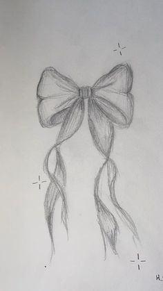 a pencil drawing of a bow with long hair on it's head and tail