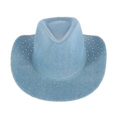 Add a touch of flare to your outfit with this rhinestone studded denim cowboy hat. Whether you are going on a trip to Nashville or looking for that perfect festival piece, this hat is sure to elevate the occasion. Containing an adjustable sweatband, this hat fits most comfortably up to 23 inches. Made of 100% Cotton Denim Cowboy, Hat Fits, Studded Denim, Embellished Denim, Going On A Trip, Rhinestone Studs, Cowboy Hat, Cowboy Hats, Nashville