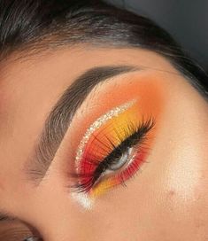 Cute Orange Makeup, Lightning Mcqueen Makeup, Fun Eye Looks, Burgundy Eye Makeup, Random Hacks, Glitter Cut Crease, Cut Crease Eyeshadow, Dark Eye Makeup