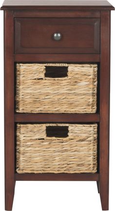 Safavieh Everly Drawer Side Table Cherry Furniture main image Drawer Side Table, Rattan Baskets, Side Table With Drawer, Wood End Tables, Console And Sofa Tables, Woven Rattan, End Tables With Storage, Rattan Basket, Coffee Table Accents