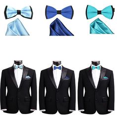 Smooth textured bow tie and pocket square for formal events or special occasions such as weddings and proms Available in three shades of blue, royal blue, baby blue and turquoise blue Bow tie has a solid color of blue, accented with black. Pocket square is a solid color of blue with no black accent Bow Tie measures 2.5 inches wide by 4.9 inches long and pocket square measures 8.4 by 8.4 inches This bowtie will fit most neck sizes. Perfect for young boys, teens and men and will fit necks 12 inche Elegant Blue Tuxedo For Black-tie Events, Blue Suit And Tie Accessories With Bow For Business, Classic Blue Tuxedo For Black Tie Events, Classic Blue Tuxedo For Black Tie, Blue Dapper Suit And Tie Accessories For Party, Formal Blue Bow Tie And Suit Accessories, Formal Blue Suit And Bow Tie Accessories, Blue Suit And Tie Accessories For Black Tie Events, Blue Bow Suit And Tie Accessories For Formal Occasions